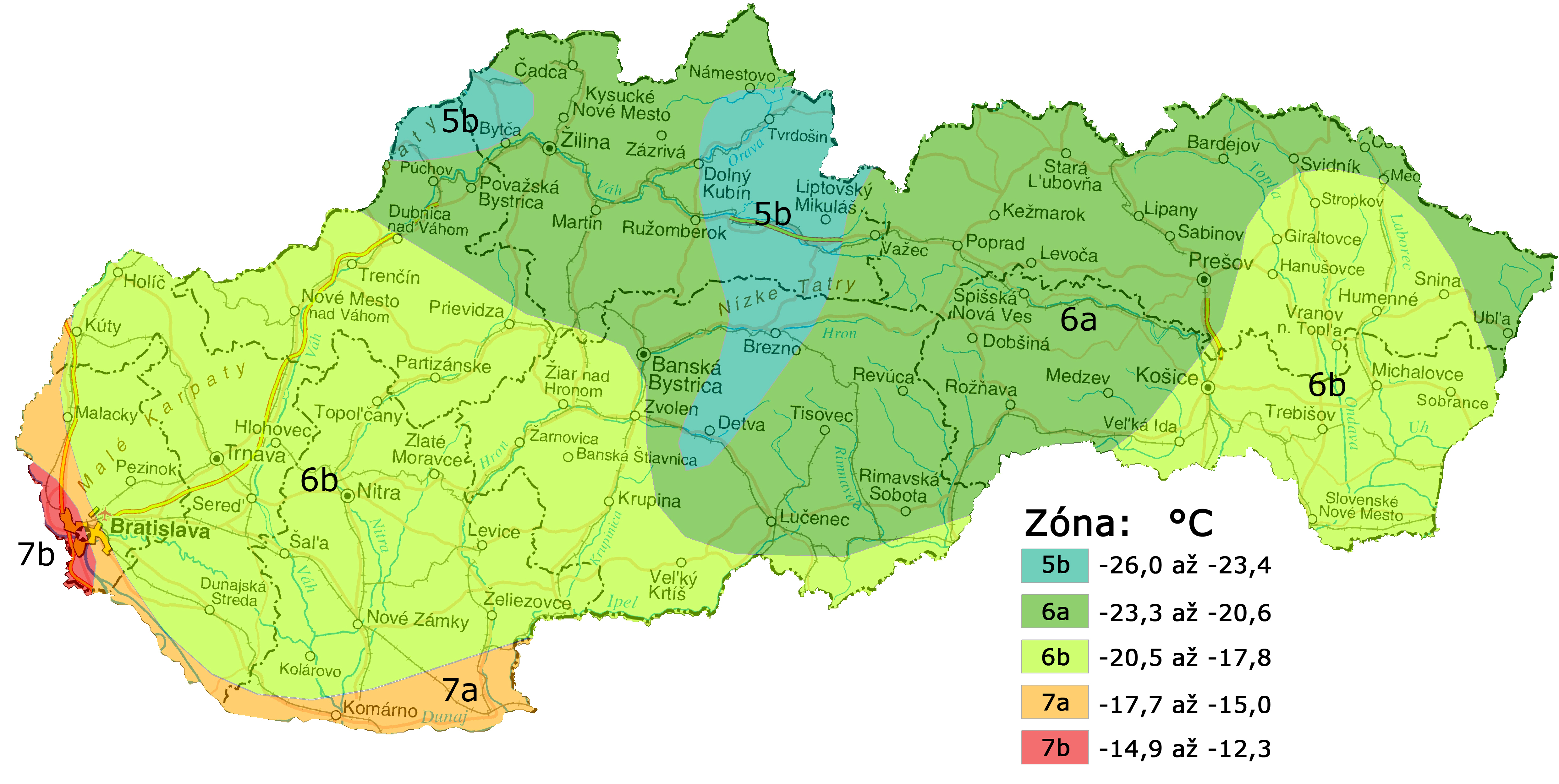 Mapa mrazuvzdornosti na Slovensku