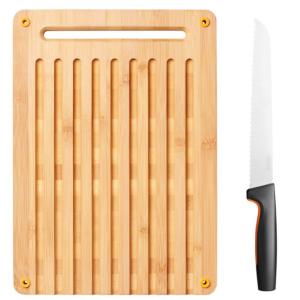 Fiskars Súprava Functional Form bambusový lopárik na krájanie chleba a nôž 1057551